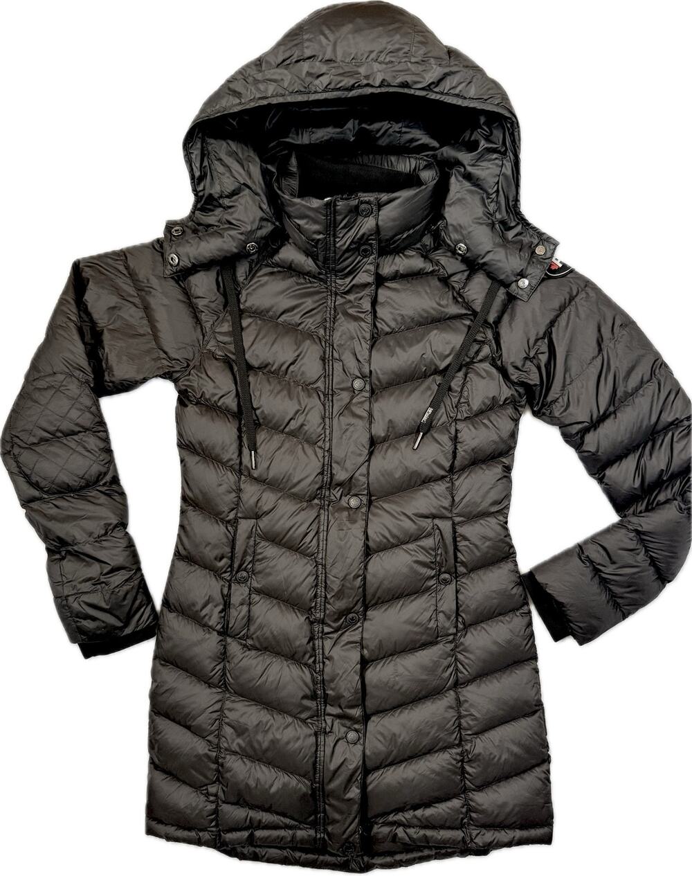 PAJAR CANADA Sz Small Warm 90% Down Coat Jacket Parka Mid-Length Hooded Black